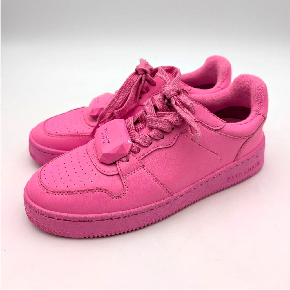 Kate Spade Bolt Gem Sneakers Shoes Lace-Up Women's Shockwave Pink Sz US7B EU37.5